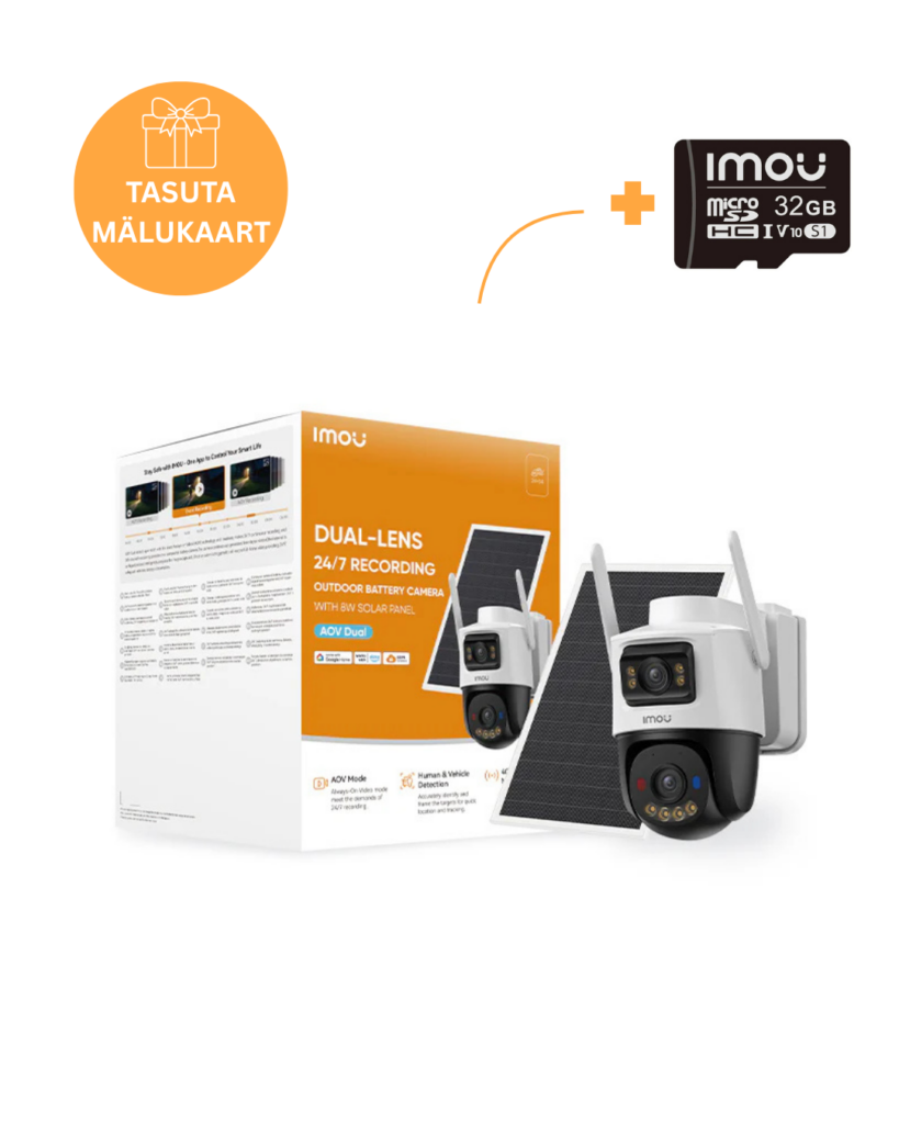 IMOU AOV DUAL 5MP + 5MP 4G + Wi-Fi pan-tilt security camera with battery and solar panel